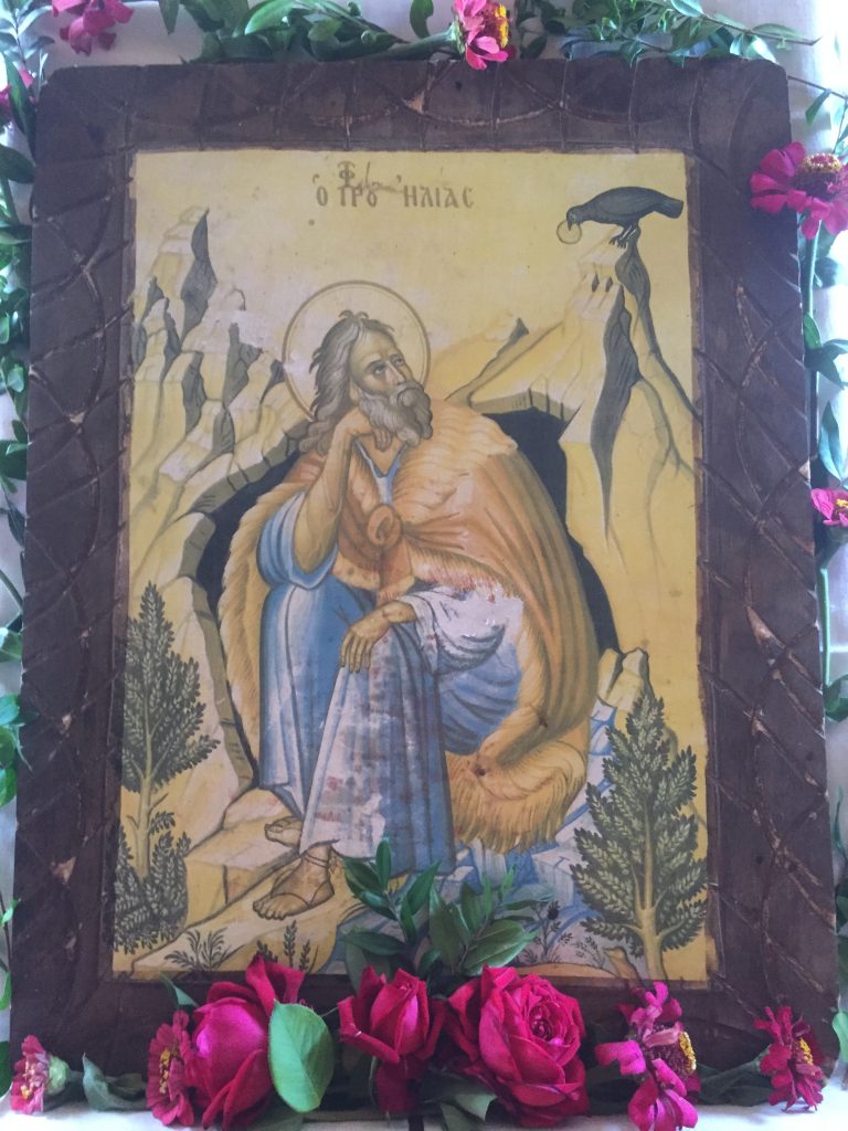 Bild des Profitis Ilias aus der gleichnamigen Kirche in Kastania über Petalidi, Messenien.