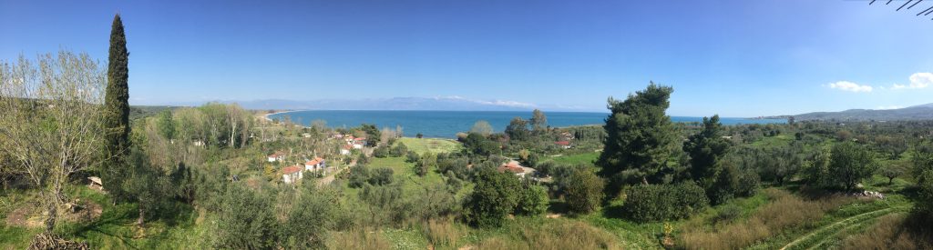 Panorama von der Villa Petalida über die Bucht von Messini